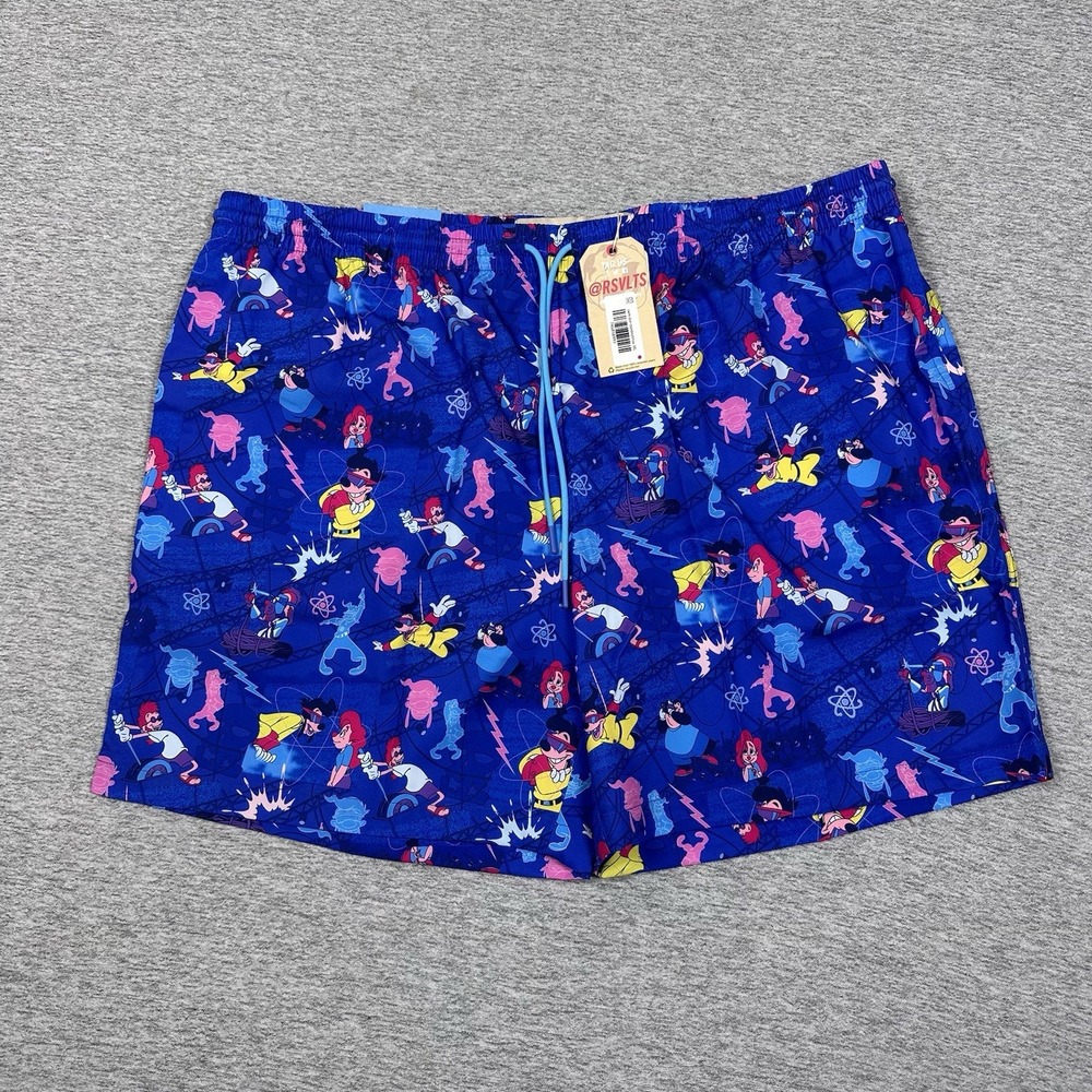 RSVLTS Disney Goofy Movie Hybrid Swim Shorts Mens 3XL Blue Max Voltage Pool NEW